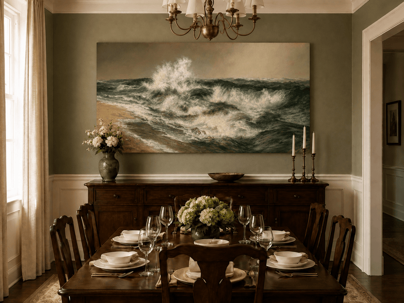 Landscape Oil Painting - Hand-Painted Crashing Ocean Seascape