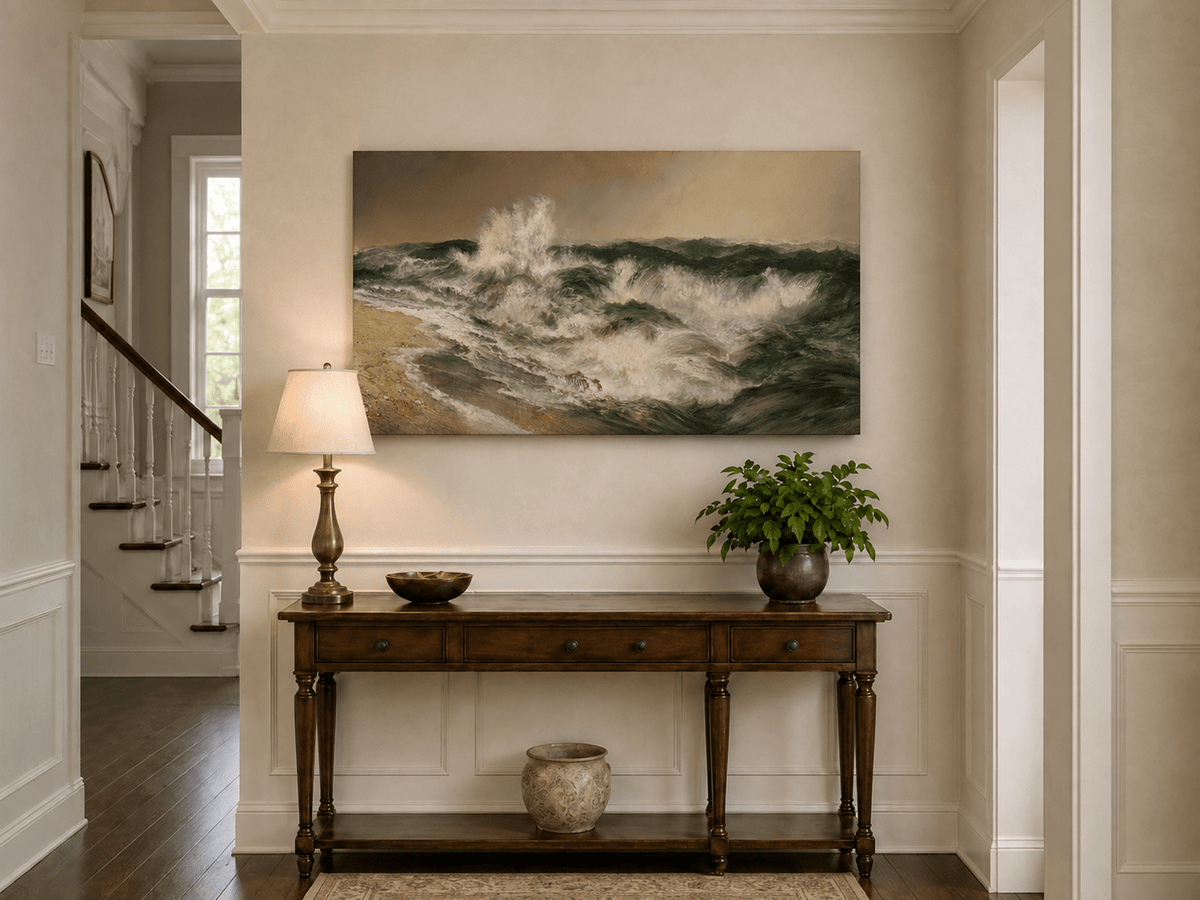 Landscape Oil Painting - Hand-Painted Crashing Ocean Seascape