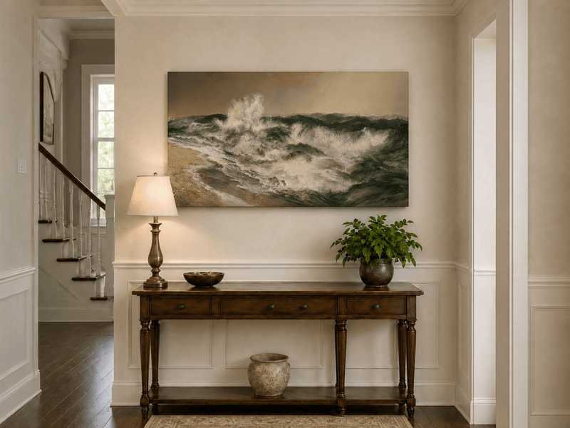 Landscape Oil Painting - Hand-Painted Crashing Ocean Seascape