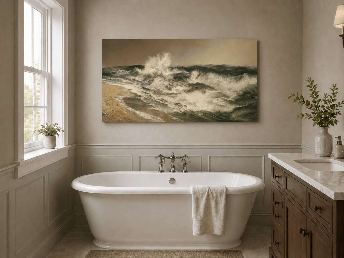 Landscape Oil Painting - Hand-Painted Crashing Ocean Seascape