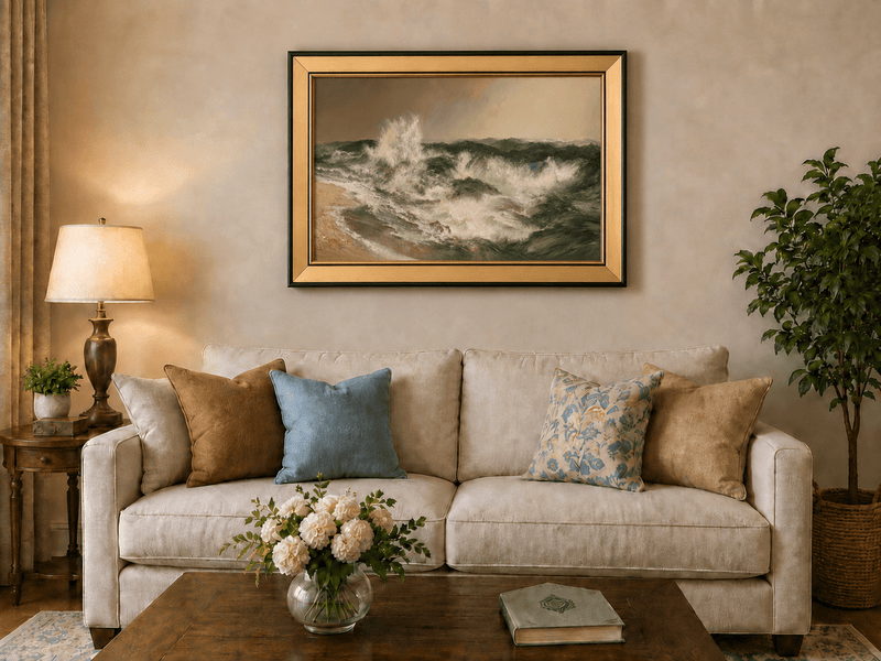 Landscape Oil Painting - Hand-Painted Crashing Ocean Seascape