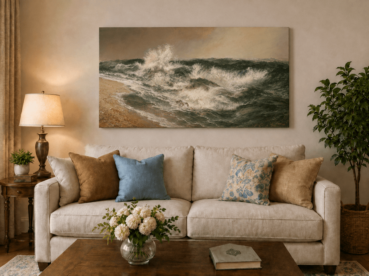 Landscape Oil Painting - Hand-Painted Crashing Ocean Seascape