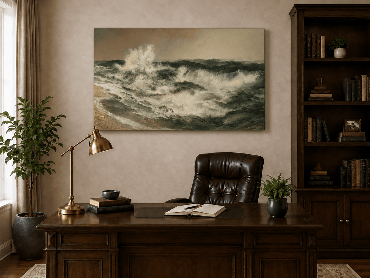 Landscape Oil Painting - Hand-Painted Crashing Ocean Seascape