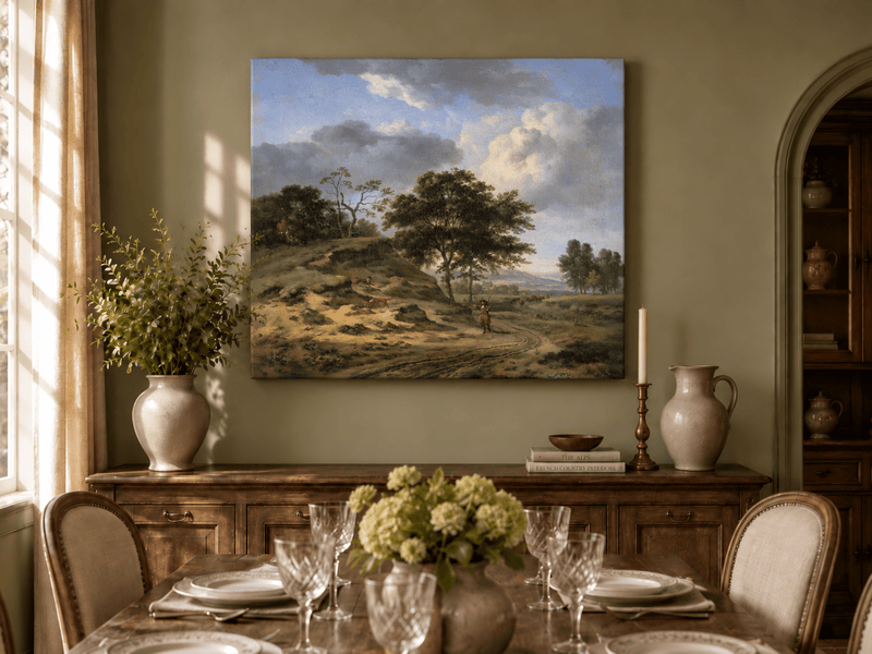 Landscape Oil Painting - Hand-Painted Hunter's Country Road View