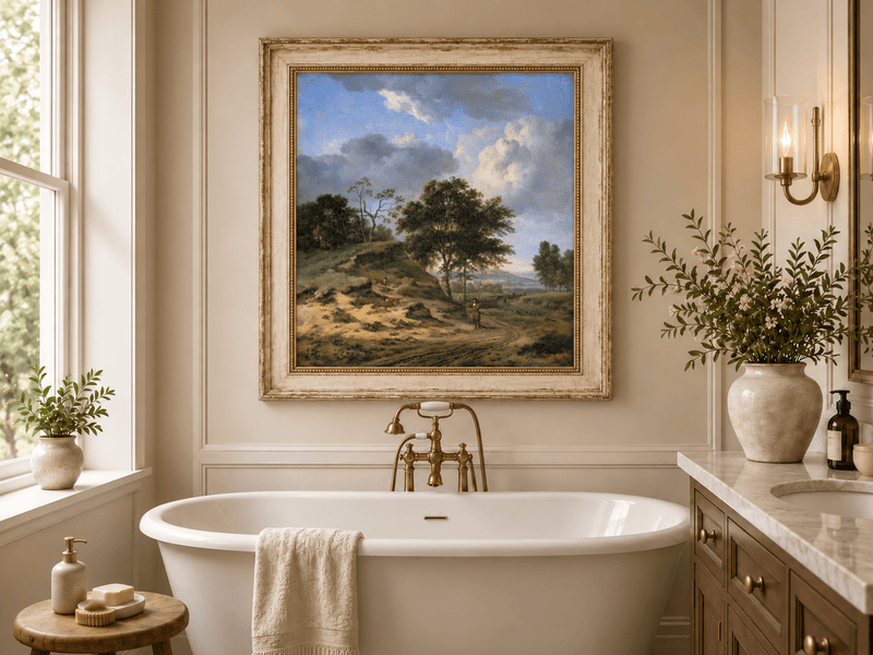 Landscape Oil Painting - Hand-Painted Hunter's Country Road View