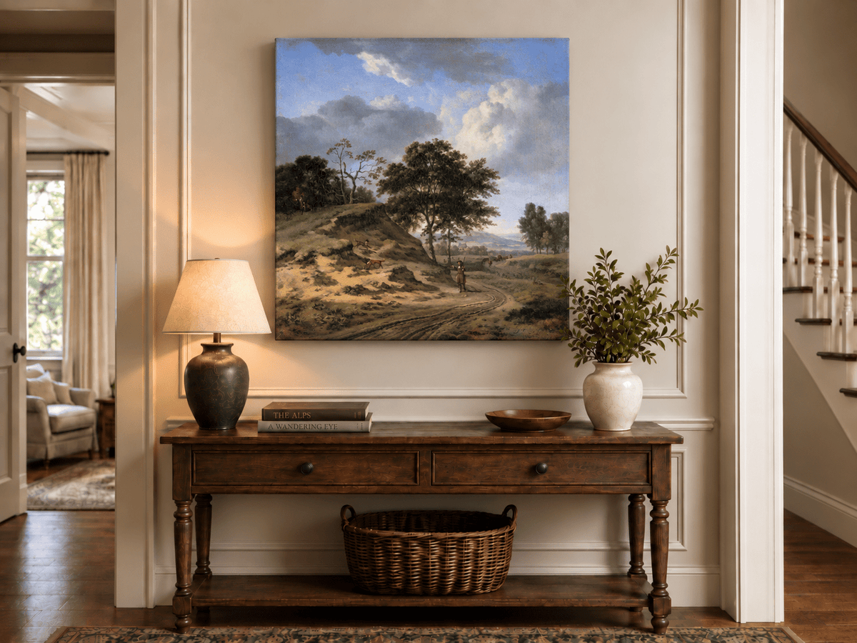 Landscape Oil Painting - Hand-Painted Hunter's Country Road View