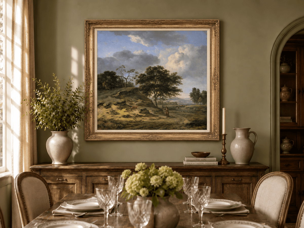 Landscape Oil Painting - Hand-Painted Hunter's Country Road View