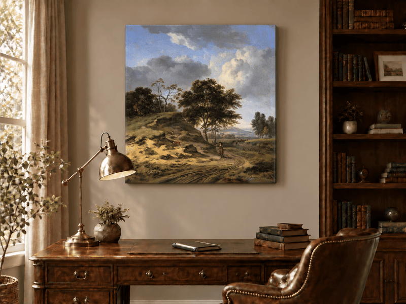 Landscape Oil Painting - Hand-Painted Hunter's Country Road View