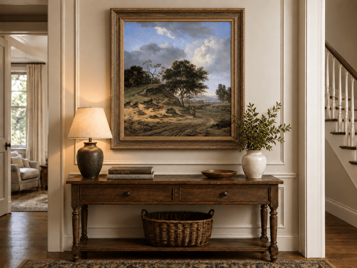 Landscape Oil Painting - Hand-Painted Hunter's Country Road View