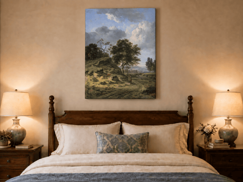 Landscape Oil Painting - Hand-Painted Hunter's Country Road View