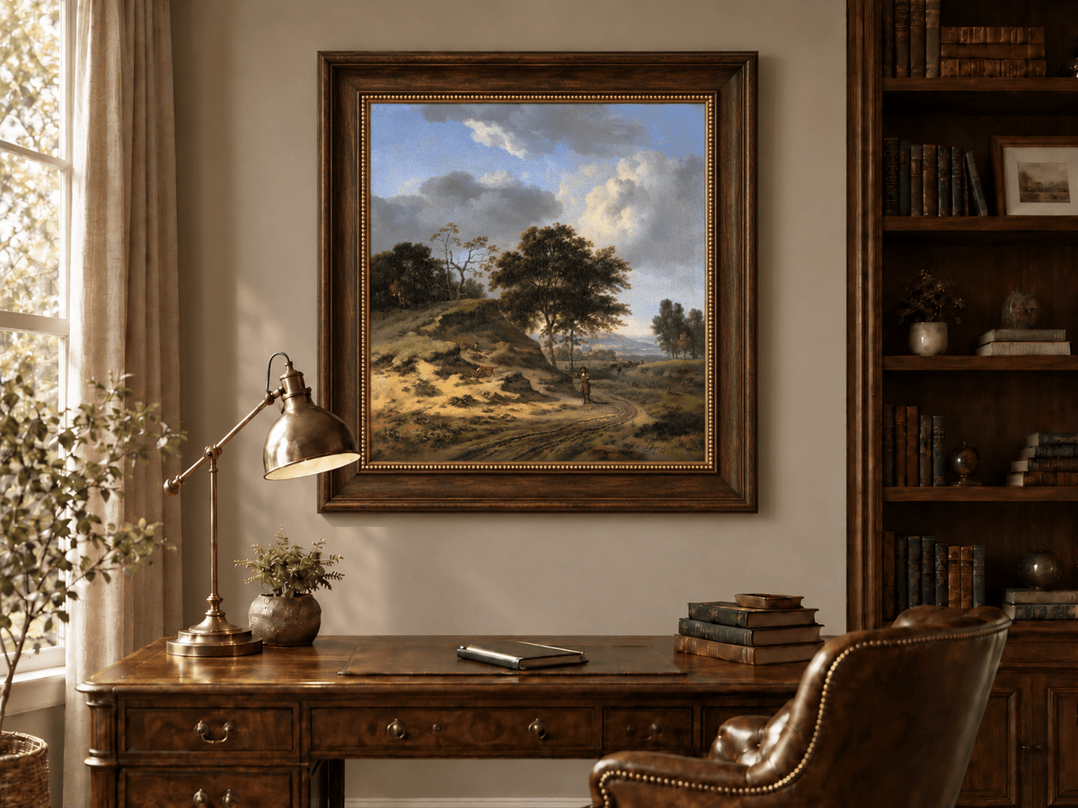 Landscape Oil Painting - Hand-Painted Hunter's Country Road View
