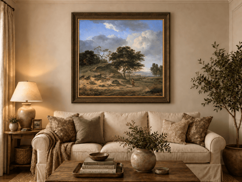 Landscape Oil Painting - Hand-Painted Hunter's Country Road View