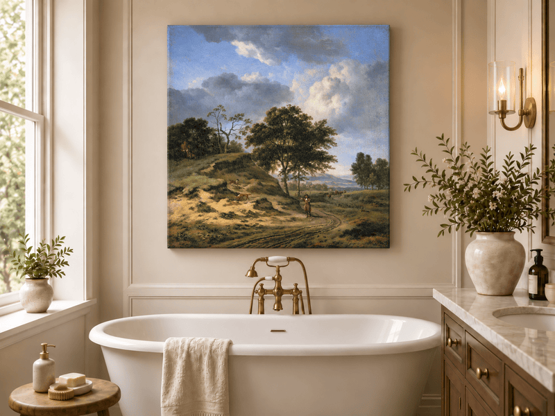 Landscape Oil Painting - Hand-Painted Hunter's Country Road View