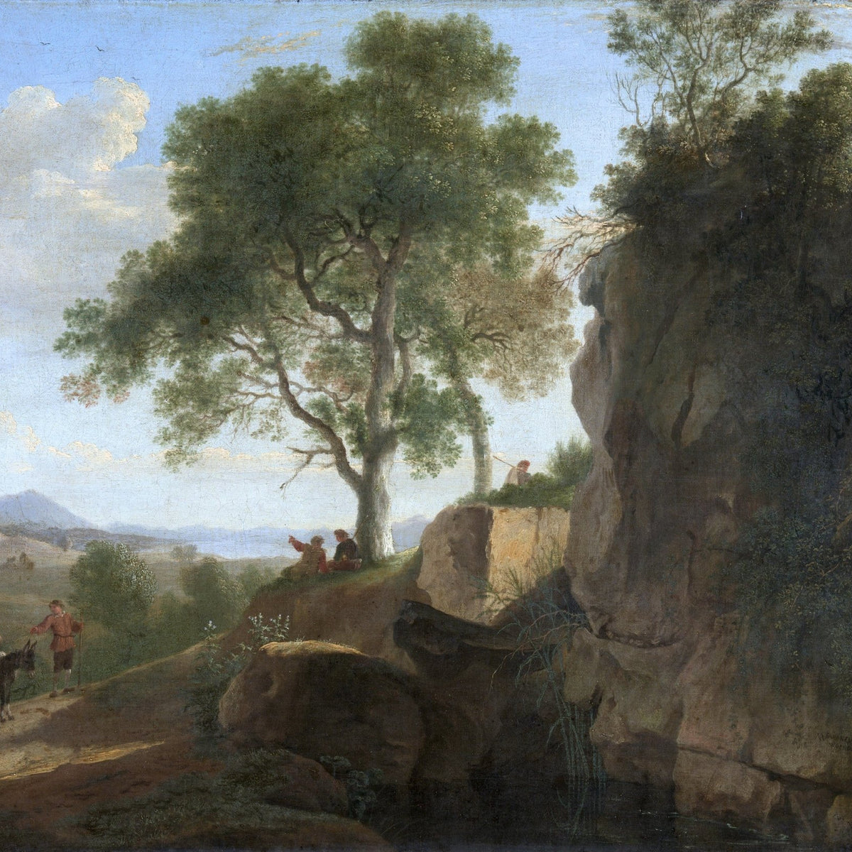 Landscape Oil Painting - Hand-Painted Italian Cliffside Scene