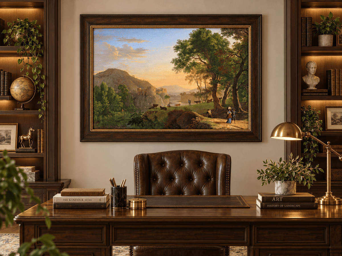 Landscape Oil Painting - Hand-Painted Italian Sunset Valley