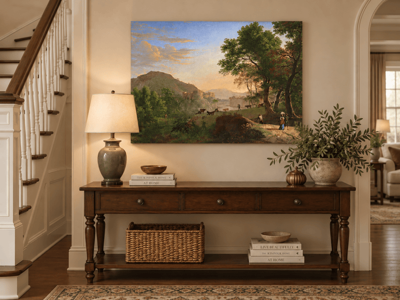 Landscape Oil Painting - Hand-Painted Italian Sunset Valley