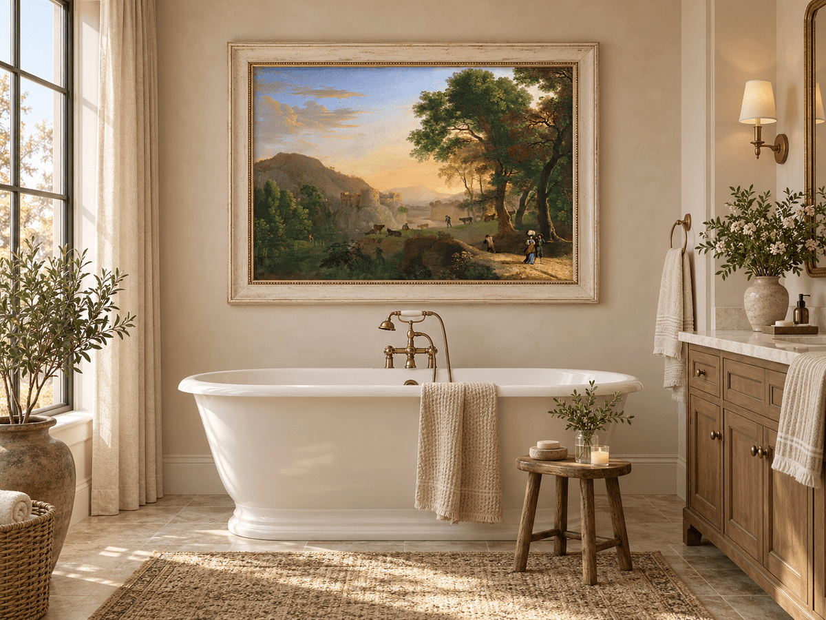 Landscape Oil Painting - Hand-Painted Italian Sunset Valley