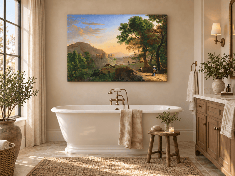 Landscape Oil Painting - Hand-Painted Italian Sunset Valley