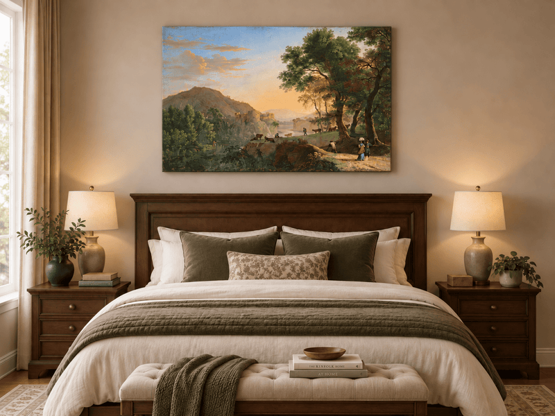 Landscape Oil Painting - Hand-Painted Italian Sunset Valley