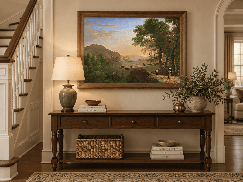 Landscape Oil Painting - Hand-Painted Italian Sunset Valley