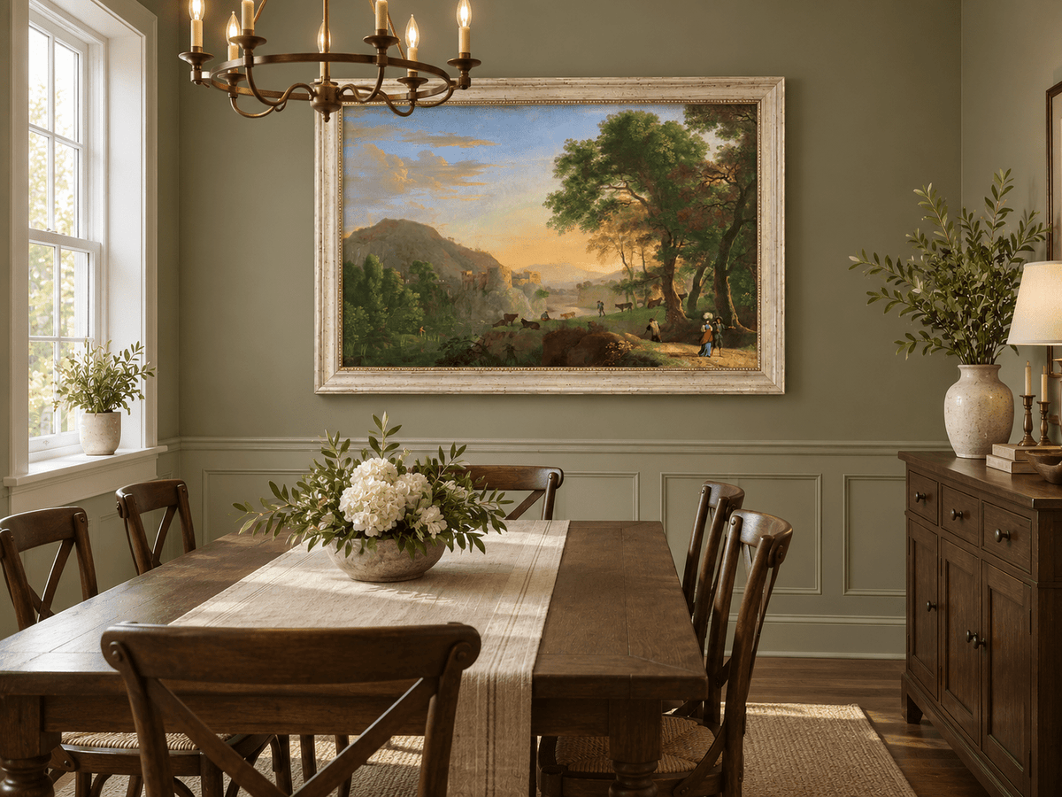 Landscape Oil Painting - Hand-Painted Italian Sunset Valley