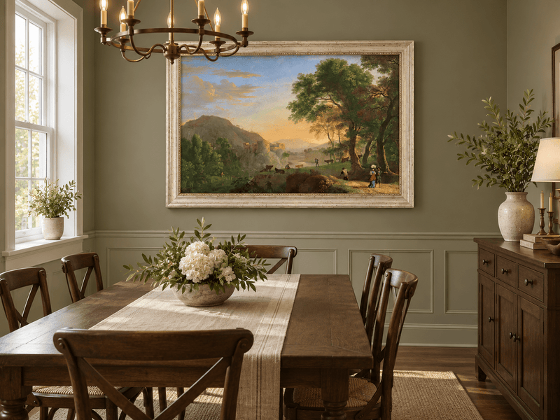 Landscape Oil Painting - Hand-Painted Italian Sunset Valley