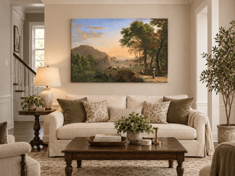 Landscape Oil Painting - Hand-Painted Italian Sunset Valley