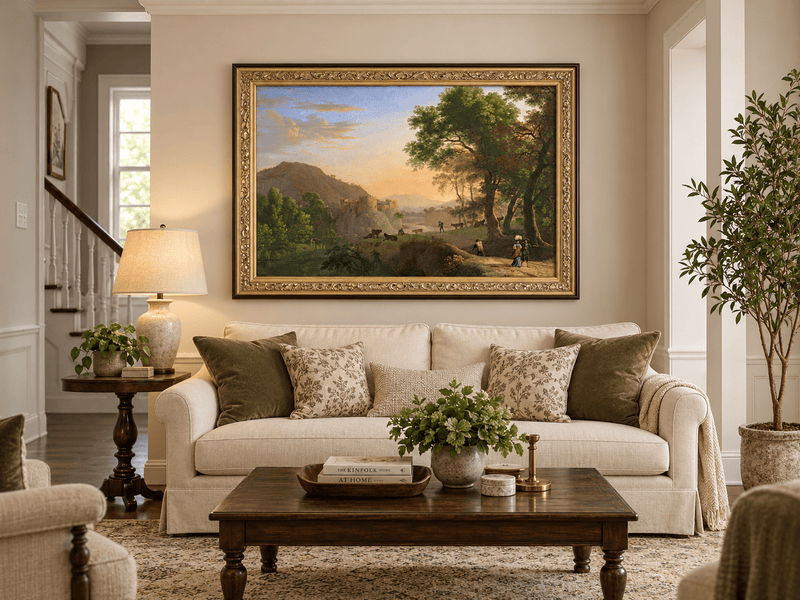 Landscape Oil Painting - Hand-Painted Italian Sunset Valley