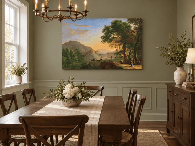 Landscape Oil Painting - Hand-Painted Italian Sunset Valley