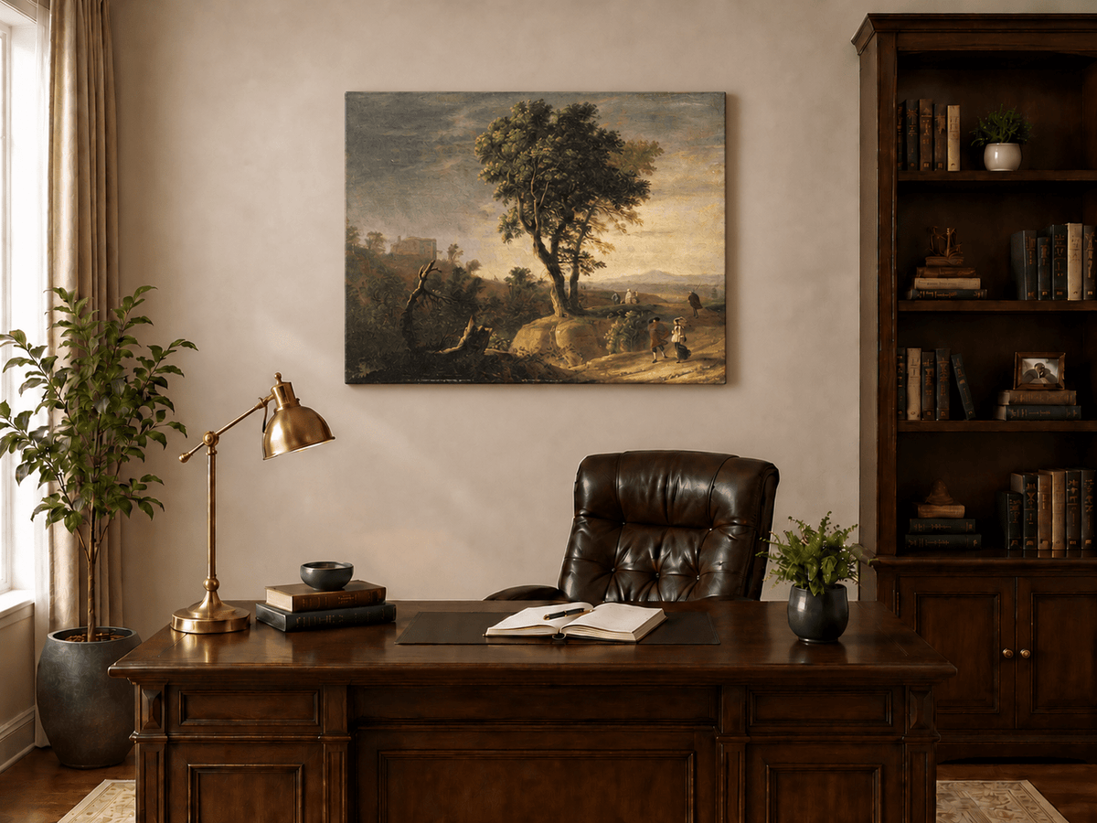 Landscape Oil Painting - Hand-Painted Italian Sunset Valley