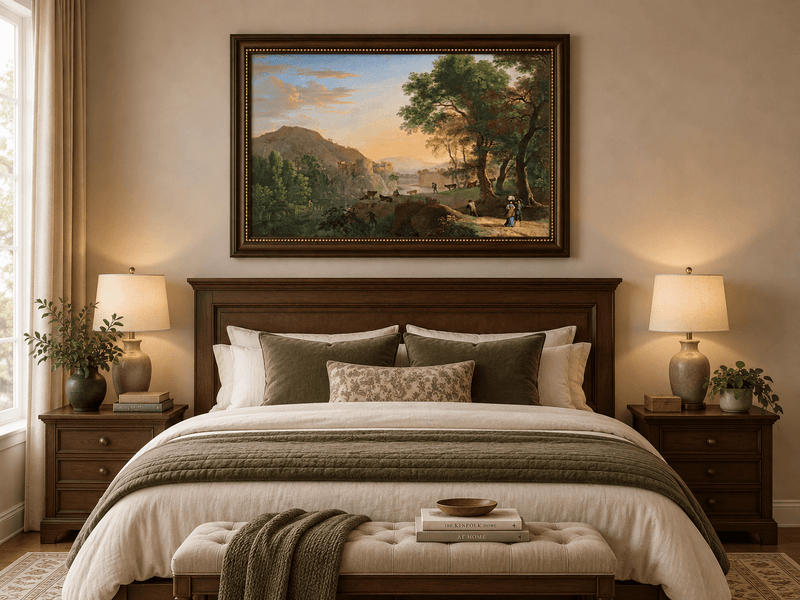 Landscape Oil Painting - Hand-Painted Italian Sunset Valley