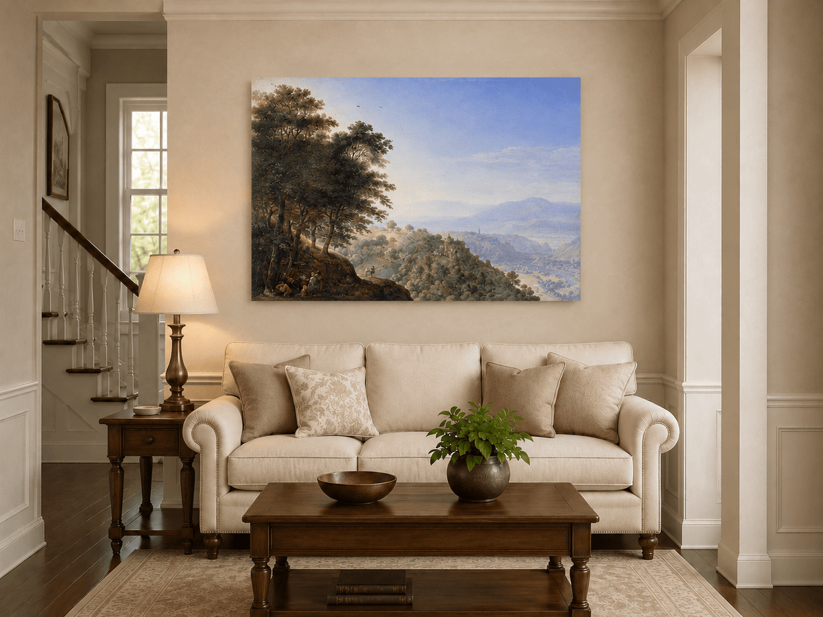 Landscape Oil Painting - Hand-Painted Rhine Valley Castle View