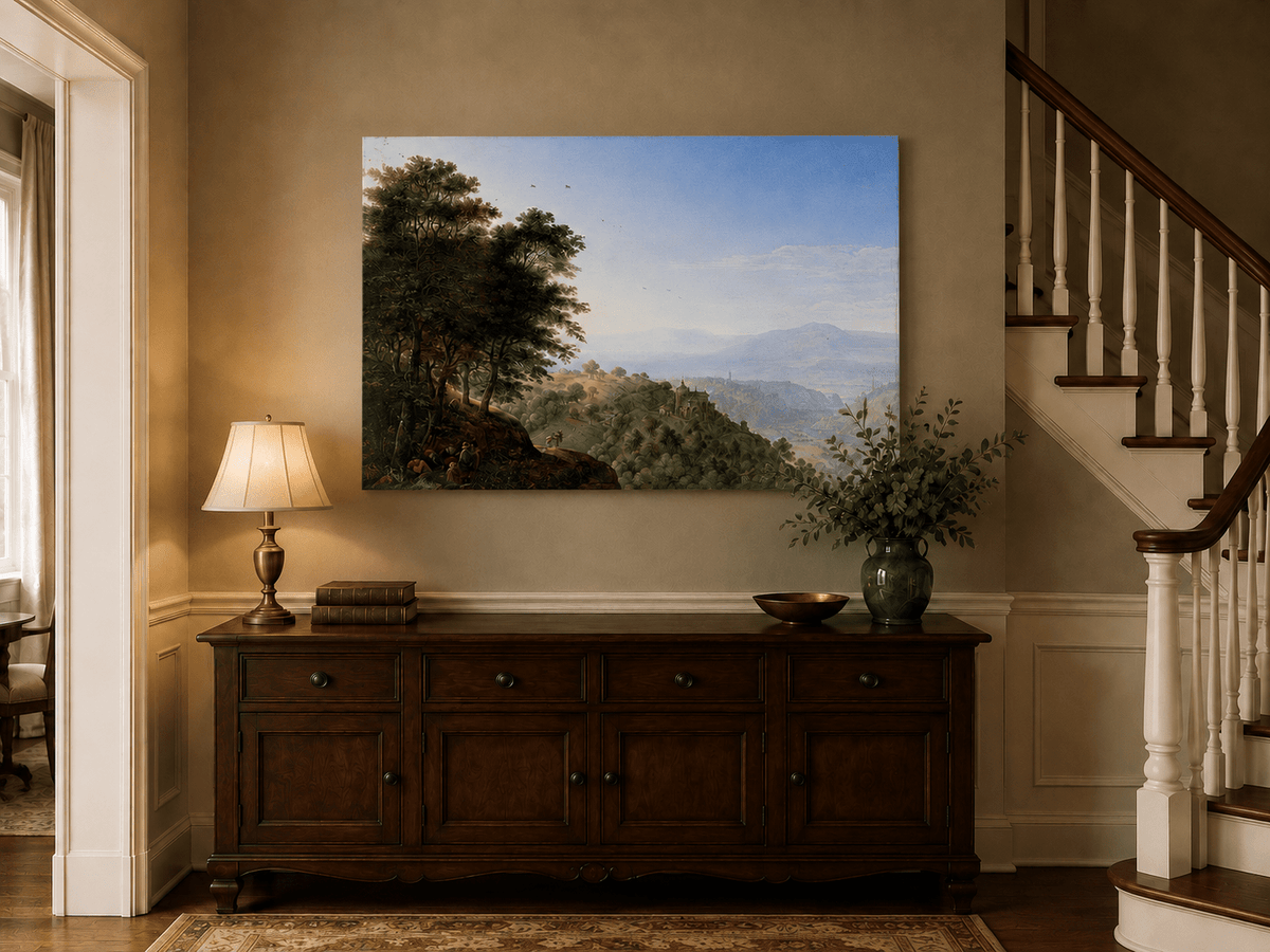 Landscape Oil Painting - Hand-Painted Rhine Valley Castle View