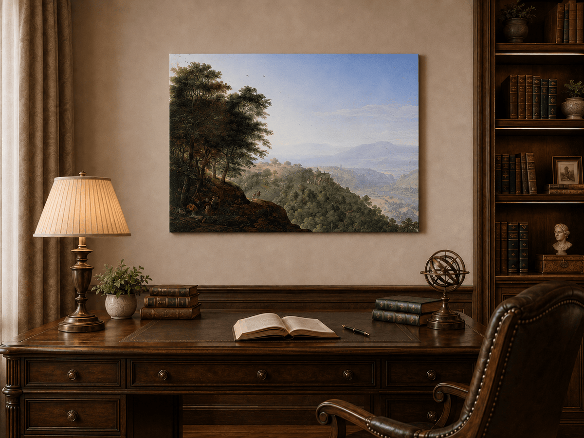 Landscape Oil Painting - Hand-Painted Rhine Valley Castle View