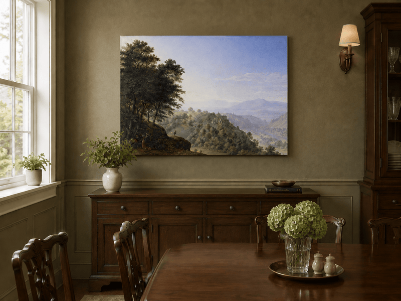 Landscape Oil Painting - Hand-Painted Rhine Valley Castle View