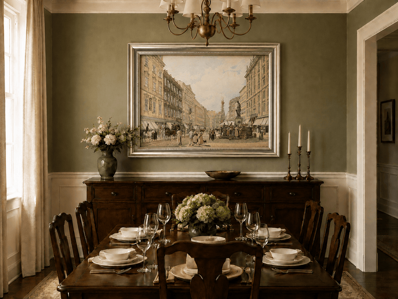 Landscape Oil Painting - Hand-Painted Vienna Graben Street View