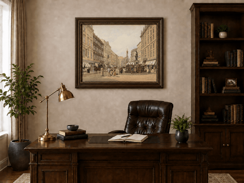 Landscape Oil Painting - Hand-Painted Vienna Graben Street View