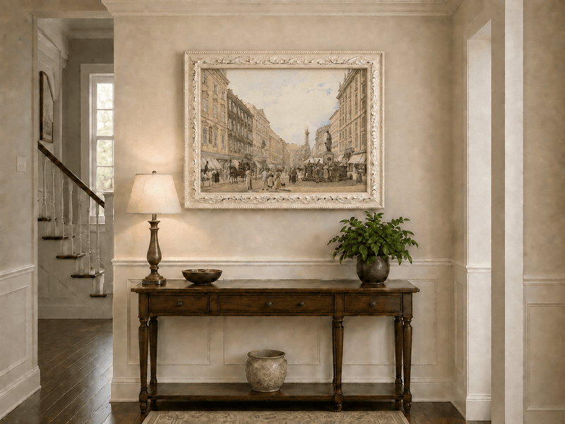 Landscape Oil Painting - Hand-Painted Vienna Graben Street View