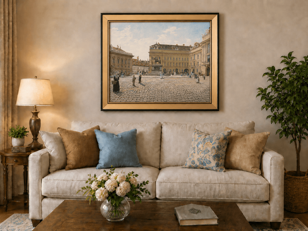 Landscape Oil Painting - Hand-Painted Vienna Palace Square View