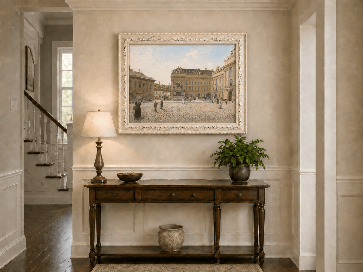Landscape Oil Painting - Hand-Painted Vienna Palace Square View