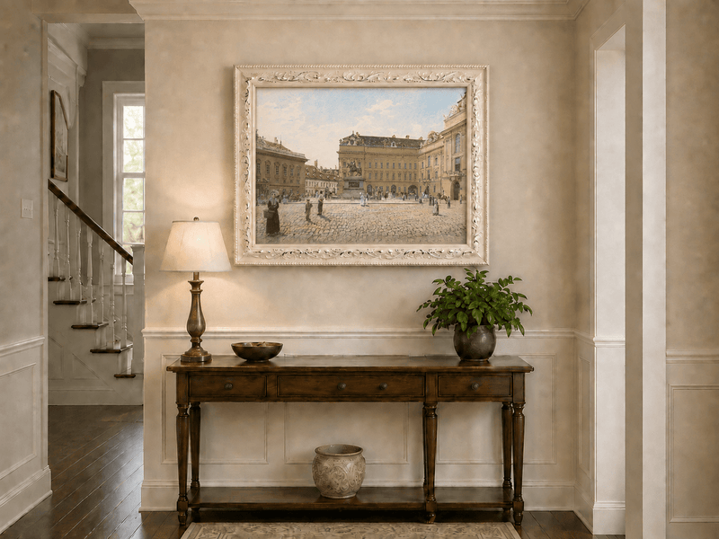 Landscape Oil Painting - Hand-Painted Vienna Palace Square View