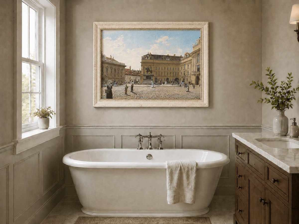 Landscape Oil Painting - Hand-Painted Vienna Palace Square View