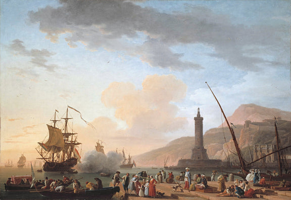 Landscape Oil Painting - Harbor with Lighthouse and Sailing Ships - Oil Painting Haven