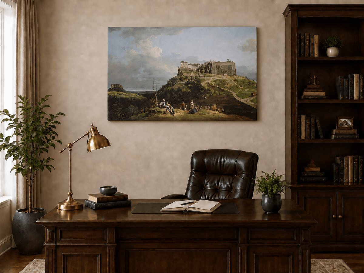 Landscape Oil Painting - Hilltop Castle and Countryside