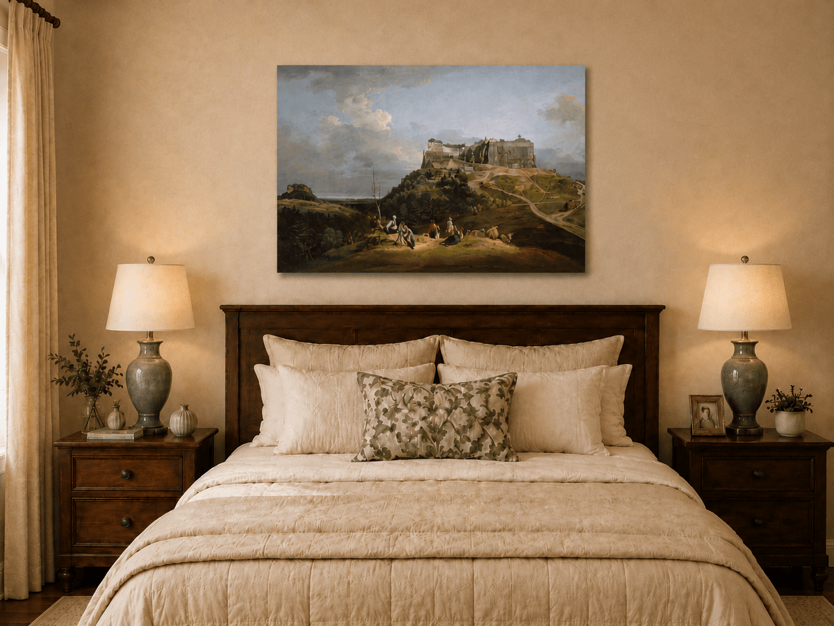 Landscape Oil Painting - Hilltop Castle and Countryside