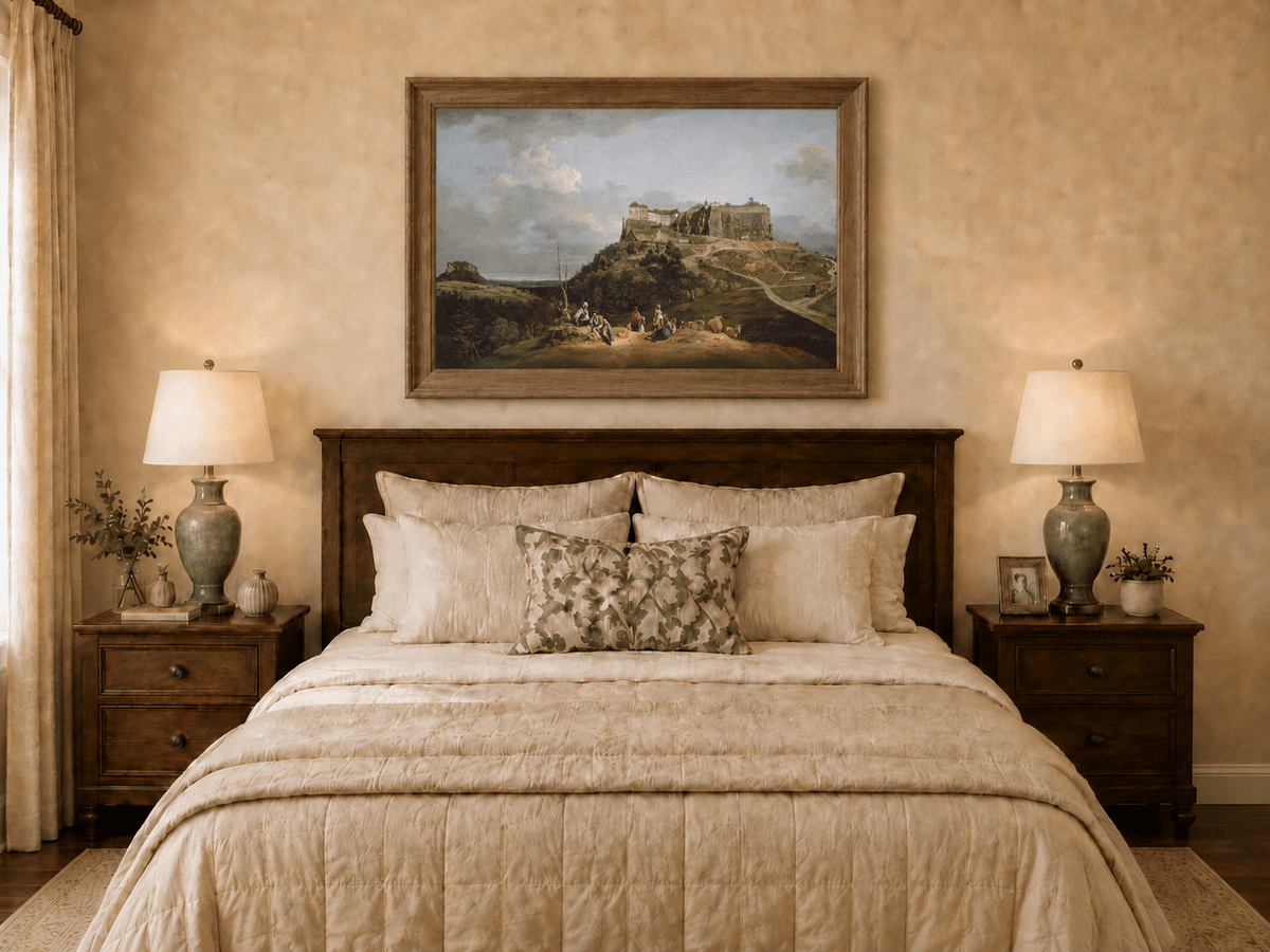 Landscape Oil Painting - Hilltop Castle and Countryside