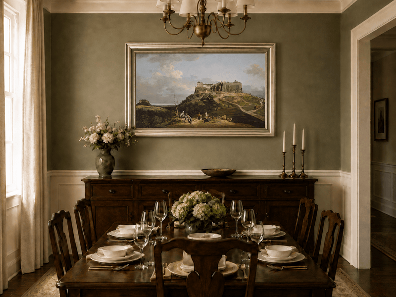 Landscape Oil Painting - Hilltop Castle and Countryside