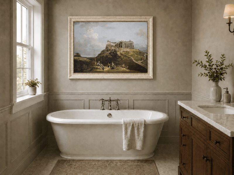Landscape Oil Painting - Hilltop Castle and Countryside