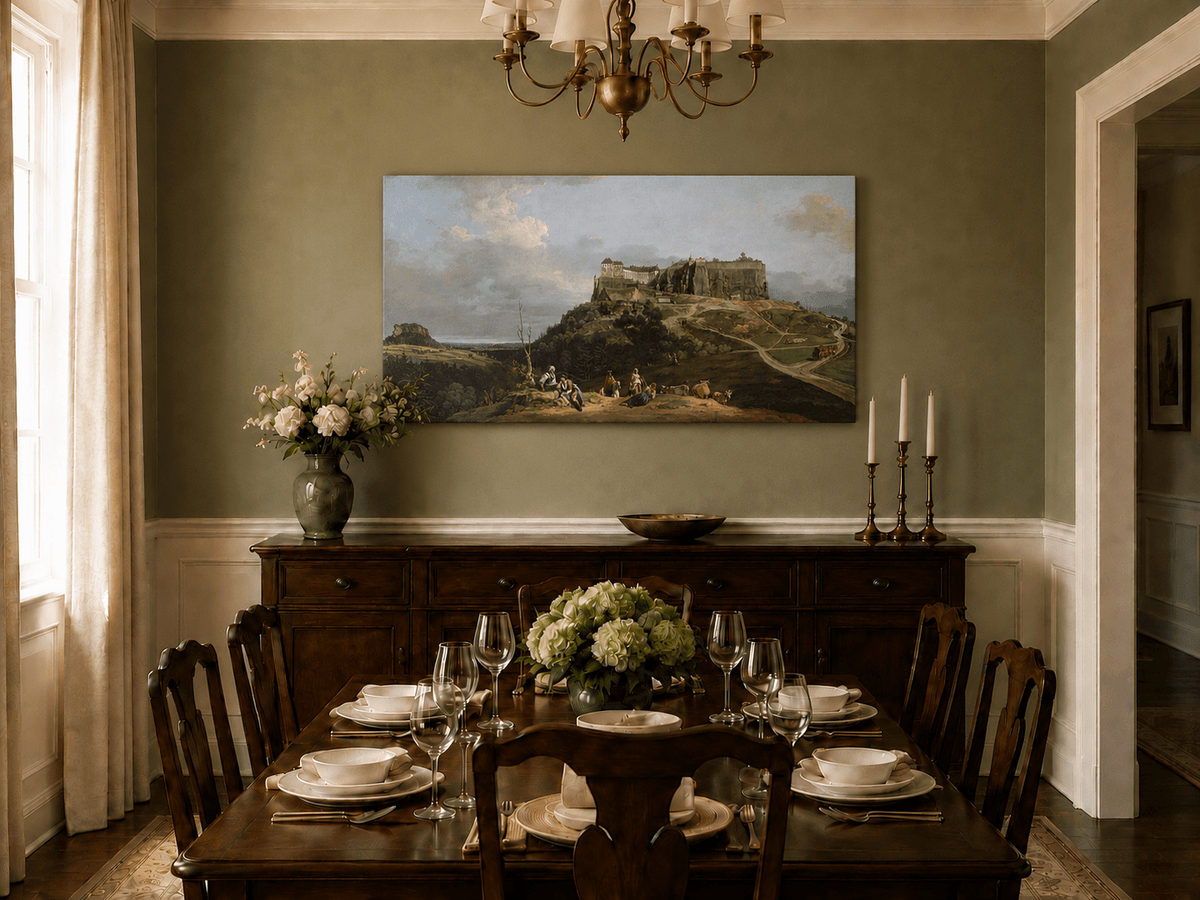 Landscape Oil Painting - Hilltop Castle and Countryside