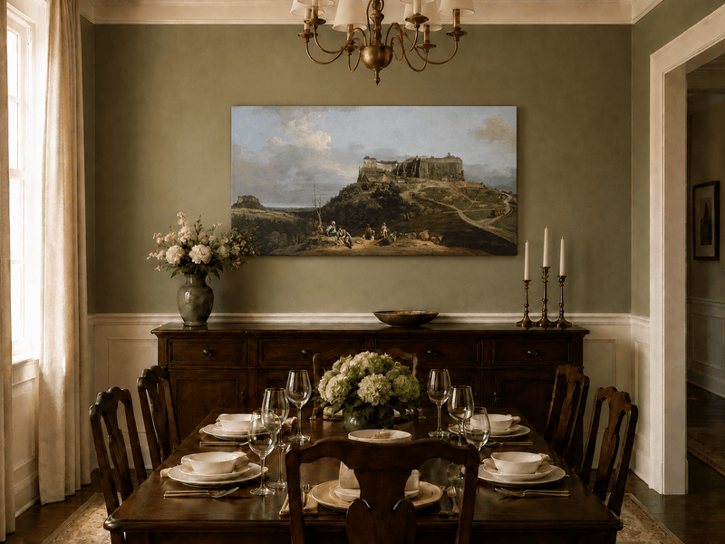 Landscape Oil Painting - Hilltop Castle and Countryside